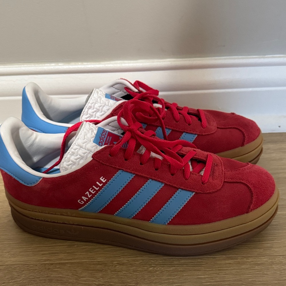 Adidas Gazelle Red with Blue Stripes
